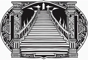 Valhalla fire sword shield stairs tattoo idea