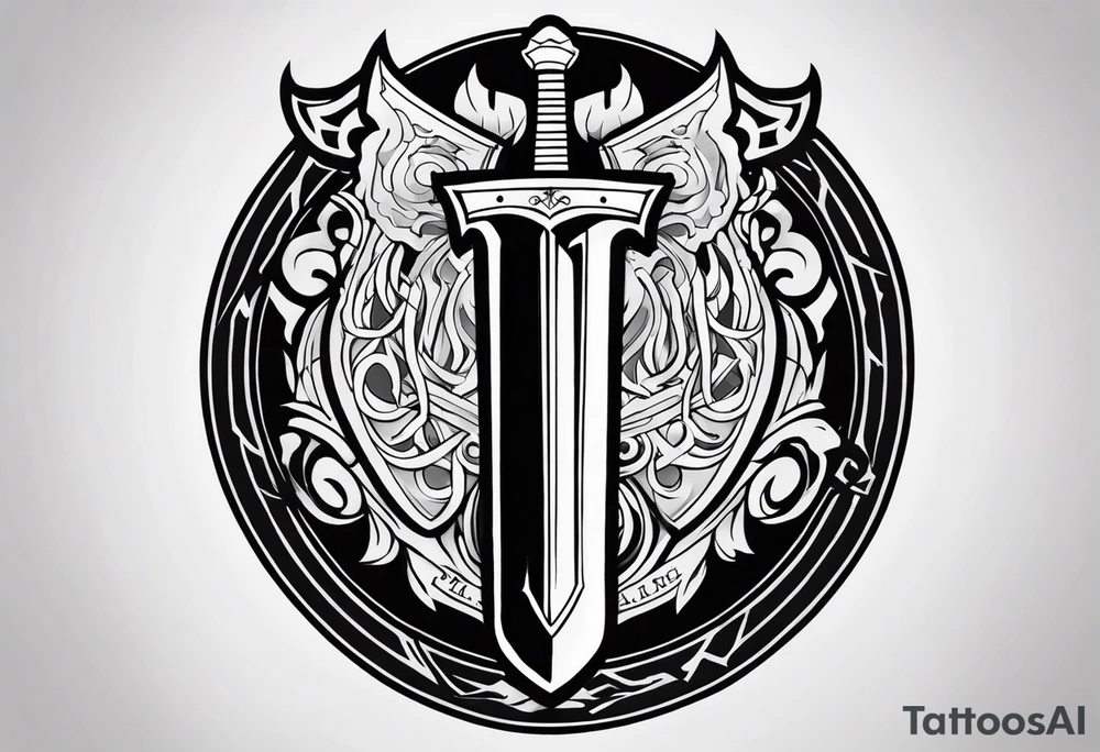 Valhalla stairs sword shield tattoo idea