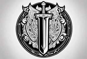 Valhalla stairs sword shield tattoo idea