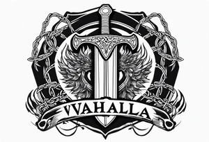 Valhalla fire sword shield barbed wire tattoo idea