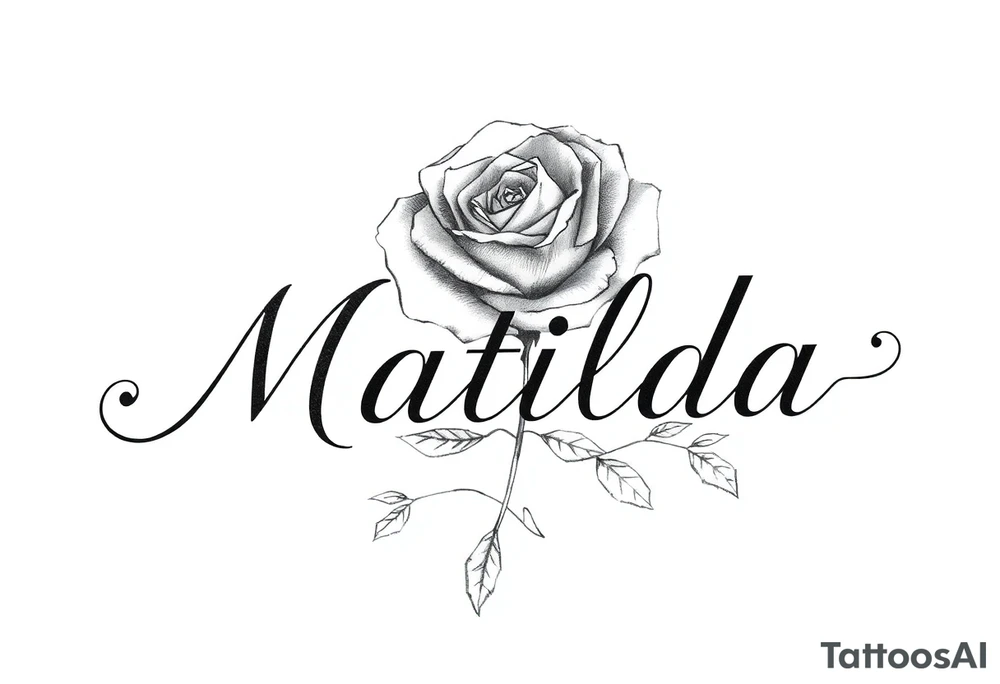 The name ‘Matilda’ in a rose tattoo idea