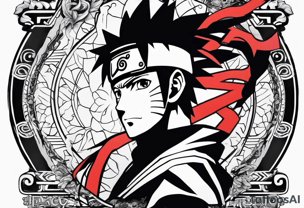 naruto headband with the letters AR in the middle tattoo idea