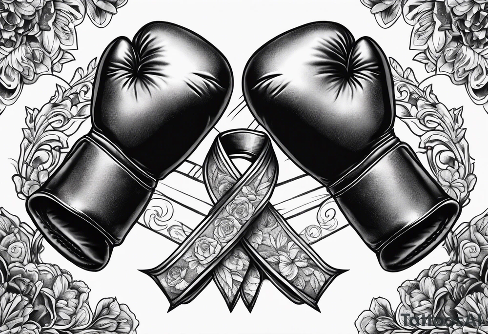 Boxing gloves cancer ribbon tattoo idea