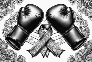 Boxing gloves cancer ribbon tattoo idea