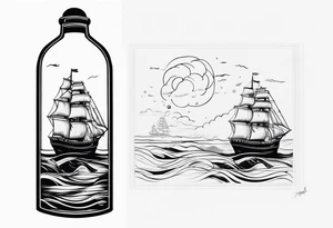 ship in bottle, wild storm tattoo idea