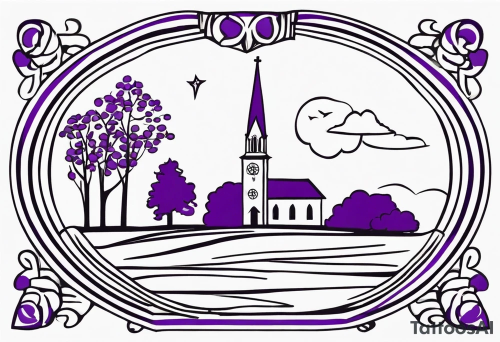 We want a minimalist style tattoo that can represent both our grandma and grandpa. Grandma favorite color is purple and loves going to church and farmers market. Grandpa favorite color is white and loves watching basketballs and jogging around university campuses tattoo idea