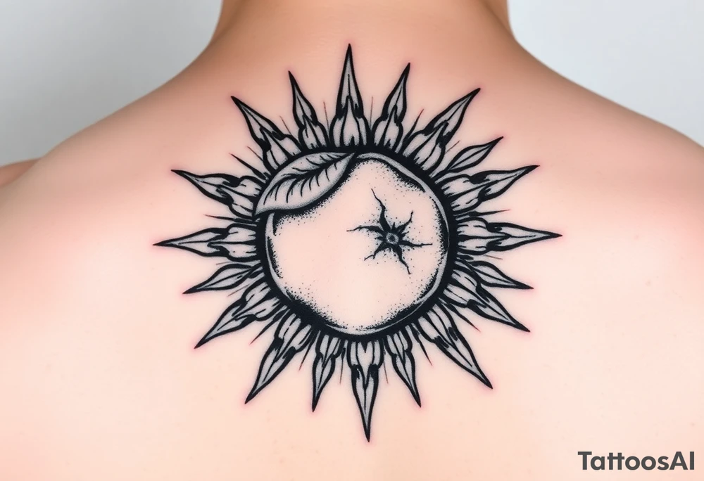 minimalistic lemon incorporated in a sun tattoo idea