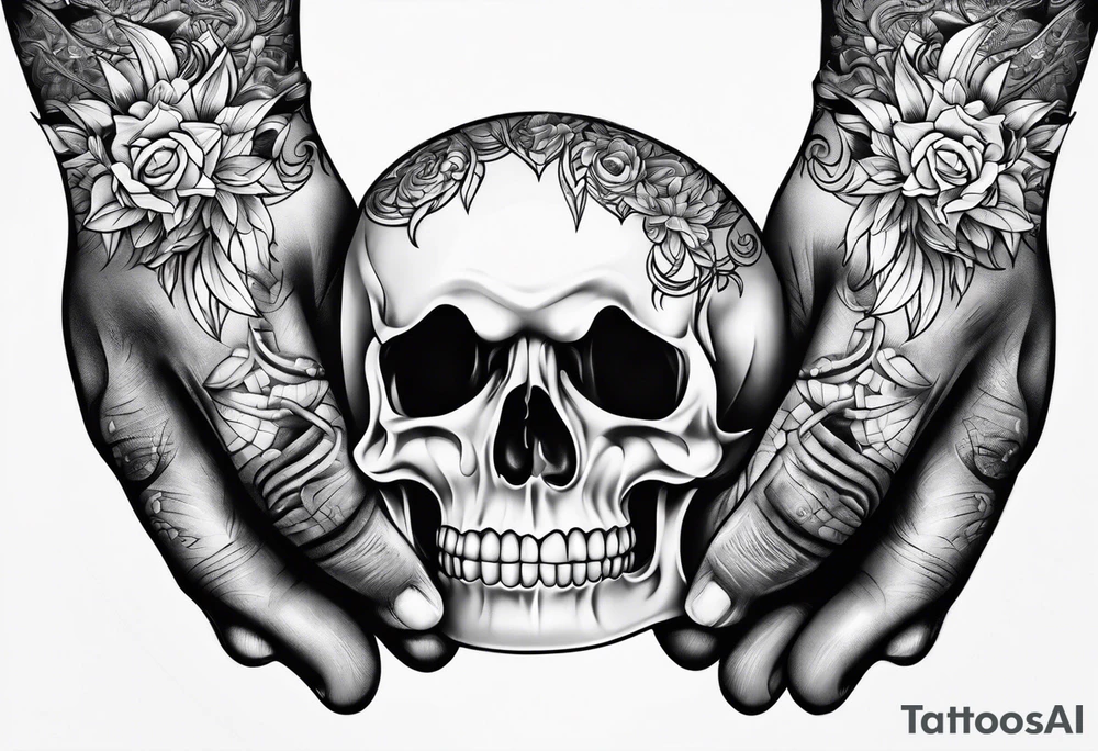 two arms wrapped around a white, shiny tooth tattoo idea two arms wrapped around a white, shiny tooth tattoo idea