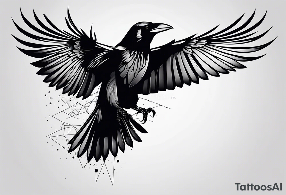 crow with open wings, only lines, minimalistic tattoo idea crow with open wings, only lines, minimalistic tattoo idea