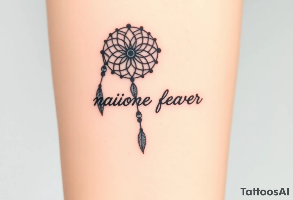 native dreamcatcher with flowing feathers and sacred beads tattoo idea