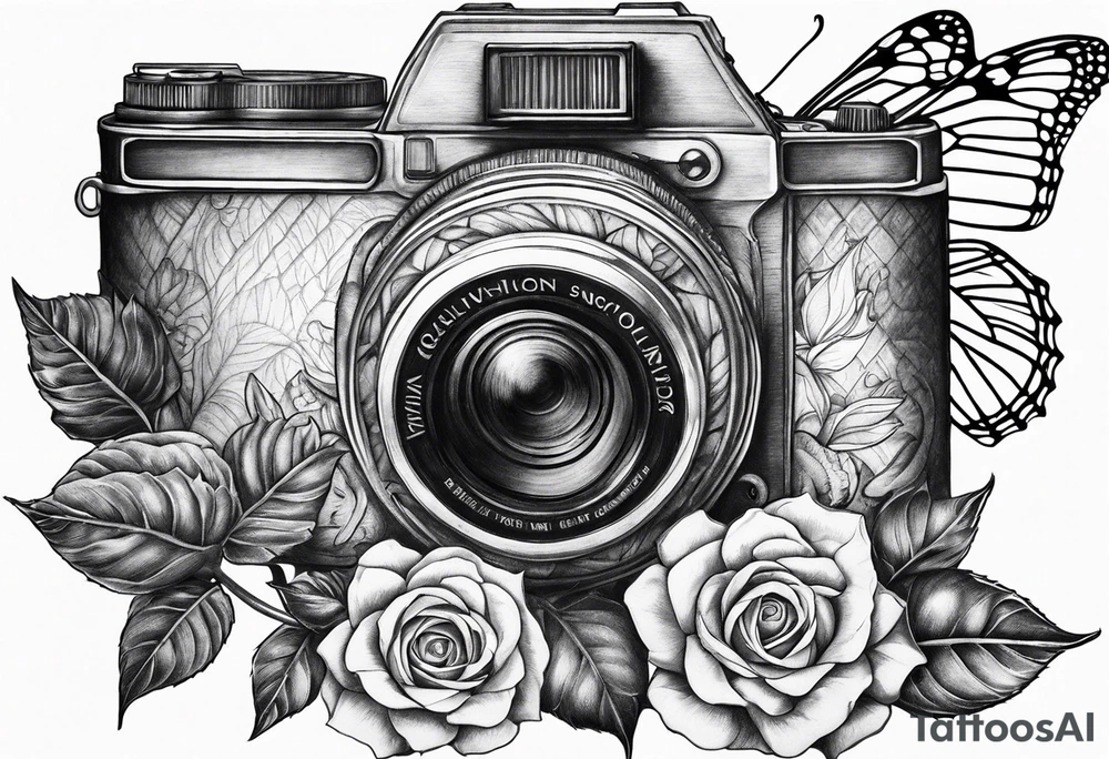 sunflower, camera, flower rose , book, butterfly tattoo idea sunflower, camera, flower rose , book, butterfly tattoo idea