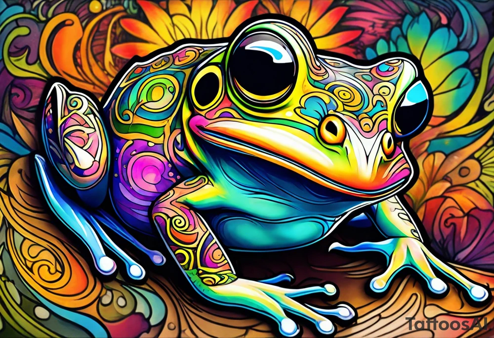a psychedelic frog tattoo idea