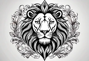 Leo symbol in the middle of lion and lioness tattoo idea