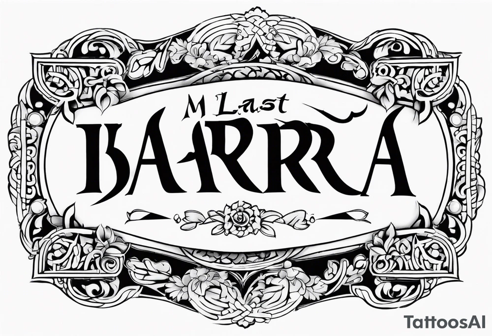 My last name IBARRA in old English with some Chicano designs around it tattoo idea