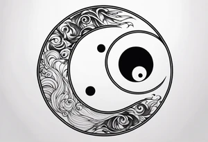 a simple yin yang symbol with water integrated tattoo idea