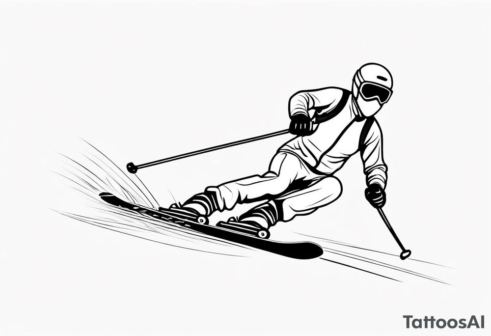 Skier in motion, single line tattoo idea
