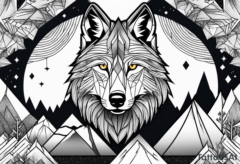 Mountains, wolf under tattoo idea