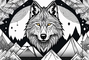 Mountains, wolf under tattoo idea