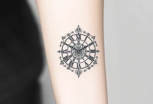 vintage roman numerals within ornate clockwork mechanism tattoo idea