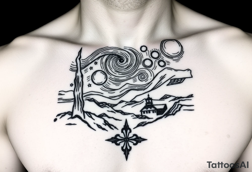 Starry night tattoo idea