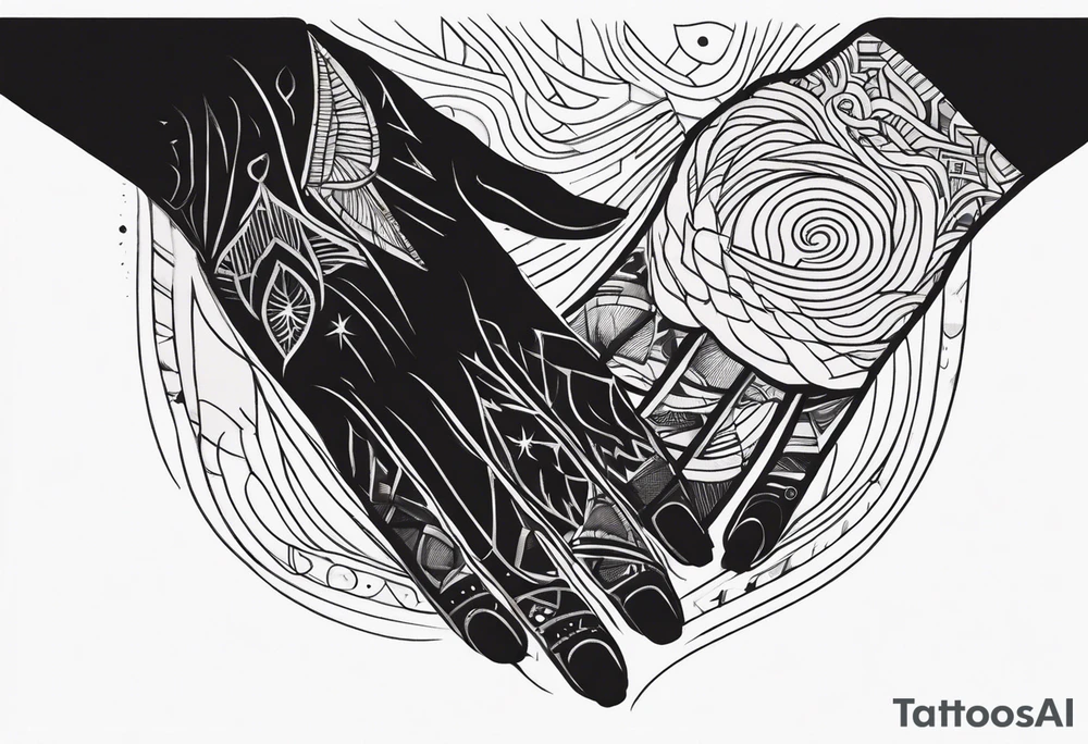 Abstract Hands Reaching tattoo idea