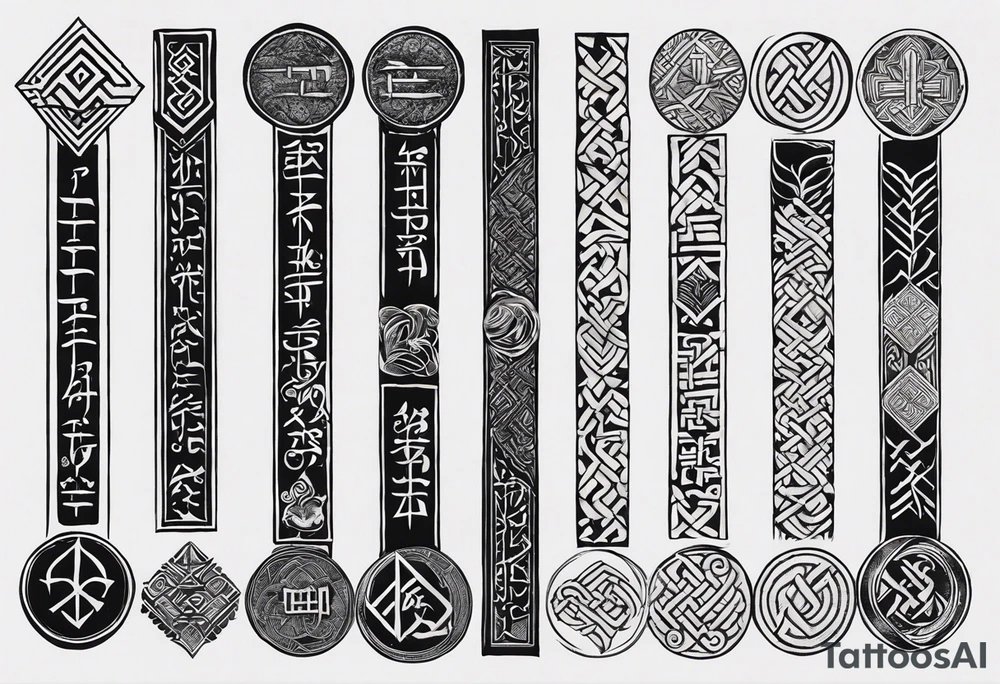 Ancient Norse runes inscribed along your forearm or wrist, symbolizing wisdom, strength, and guidance from the Hávamál. You could select a few verses that have resonated with you and represent your own values. tattoo idea