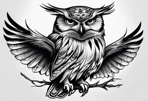 owl with a sheet over its head like a ghost tattoo idea