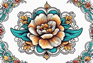 deep waters 
vintage tattoo style old school traditional bold color simple with flowers surrounded tattoo idea