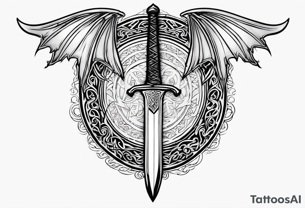 Viking sword Valhalla dragon tattoo idea