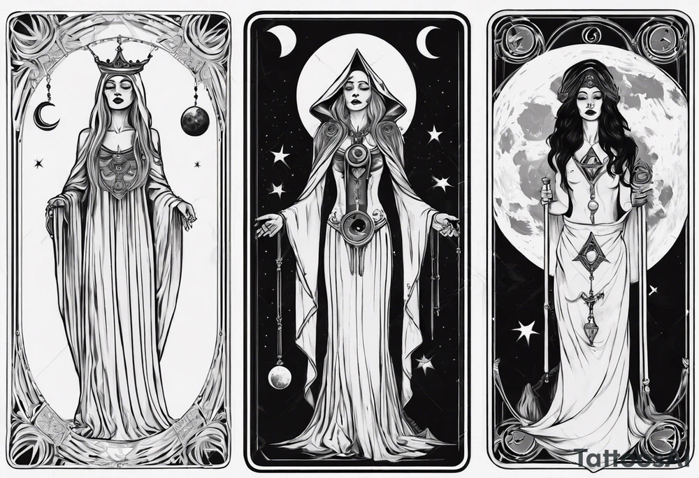 The High Priestess and the moon. TArot. tattoo idea