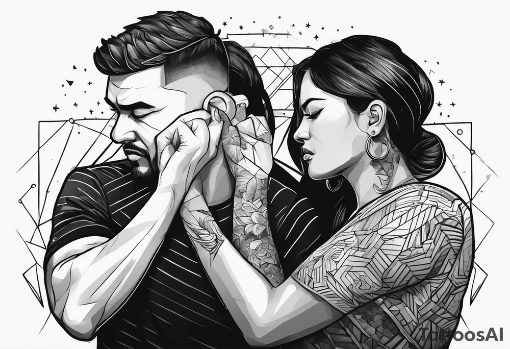 parents fighting, kid in conner covering ear tattoo idea