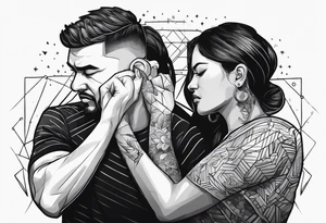 parents fighting, kid in conner covering ear tattoo idea