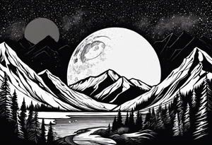 Tenmile, mountain, snow capped, snowboarding, Colorado, moon, lake tattoo idea