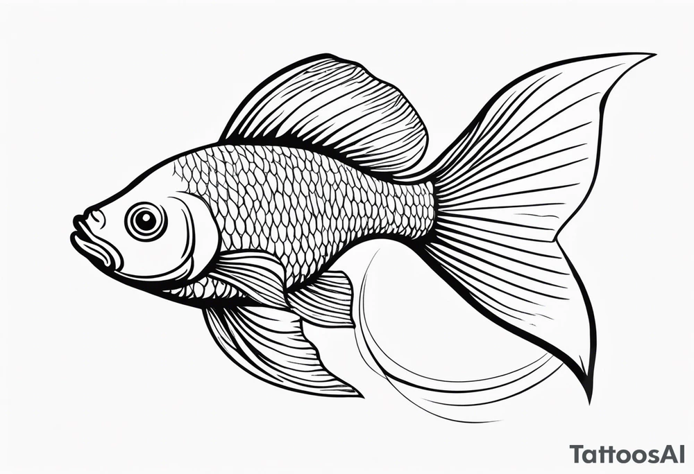 Create a subtle tattoo of a goldfish leaping out of water, highlighting its vibrant fins and dynamic movement.” tattoo idea