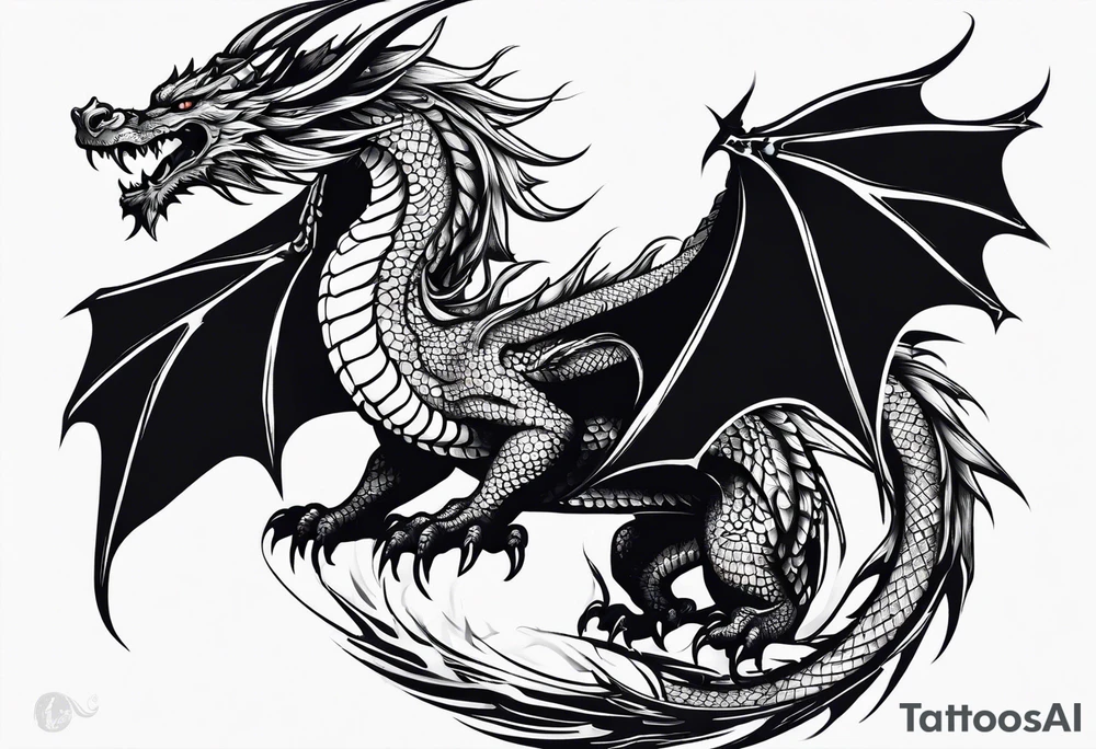 Flying dragon tattoo idea