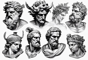 greek god statue realistic tattoo idea