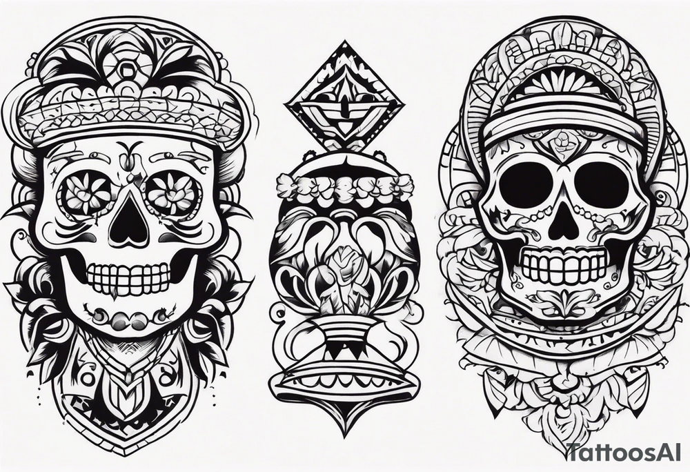 Mexican heritage in a sleeve format tattoo idea