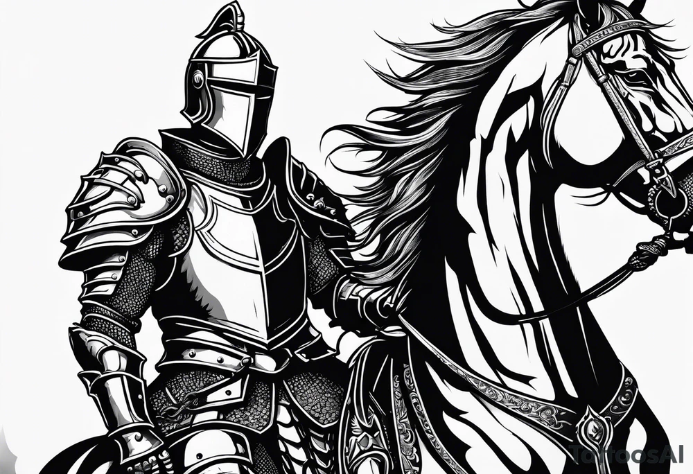 knight in heavy armor full body with dragon tattoo idea