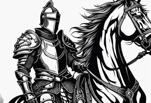 knight in heavy armor full body with dragon tattoo idea