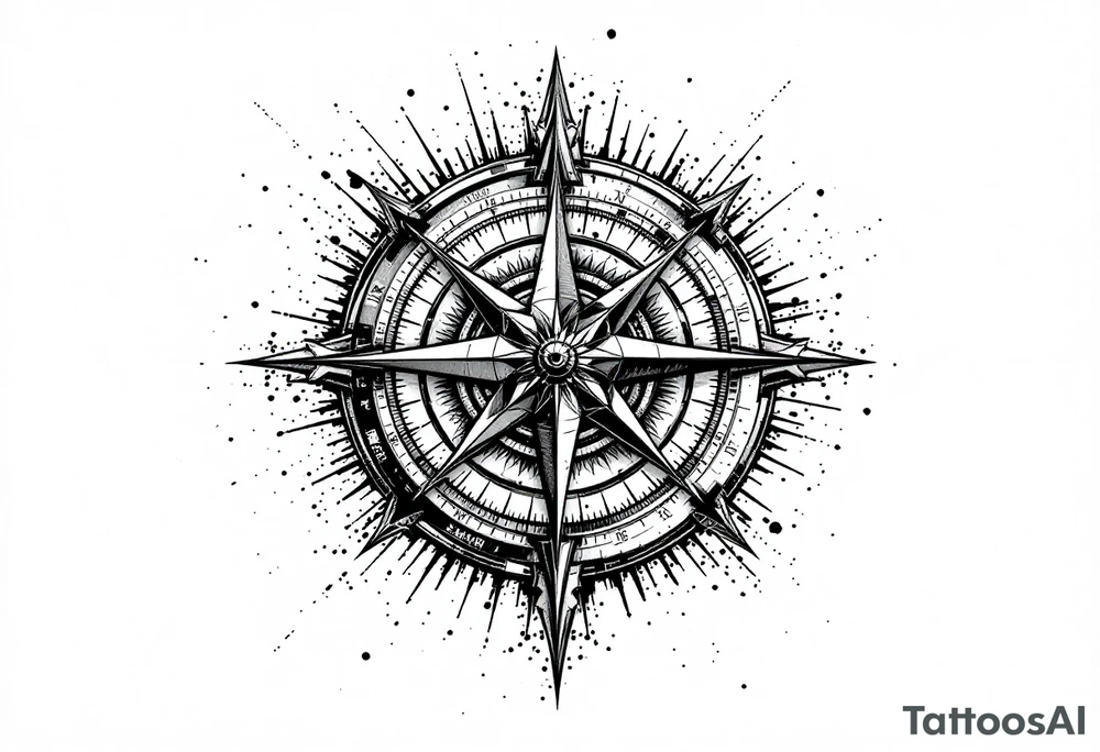 dorsal compass with a longitutde at the top of the compass and latitude at the bottom of the compass have some type of reference to africa or nigeria tattoo idea