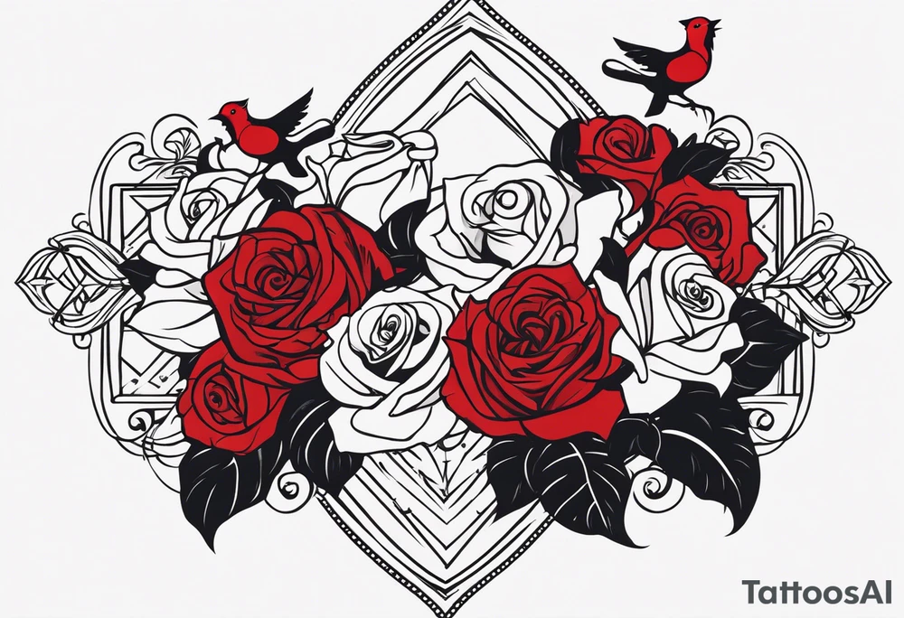 Put Be strong And courageous Do be afraid;  Do not be discouraged  for the lord your god will be with you whenever you go Joshua 1:9 and For god so loved the world that he gave his one and only son that whoever believes in him shall not perish but have eternal. With a red rose and a red cardinal make a sleeve tattoo idea