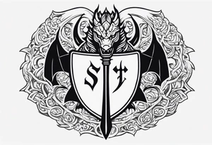 Valhalla prayer sword shield dragon axe tattoo idea
