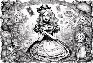 Alice in wonderland mural, "Alice, Don't Get Lost In Wonderland" tattoo idea