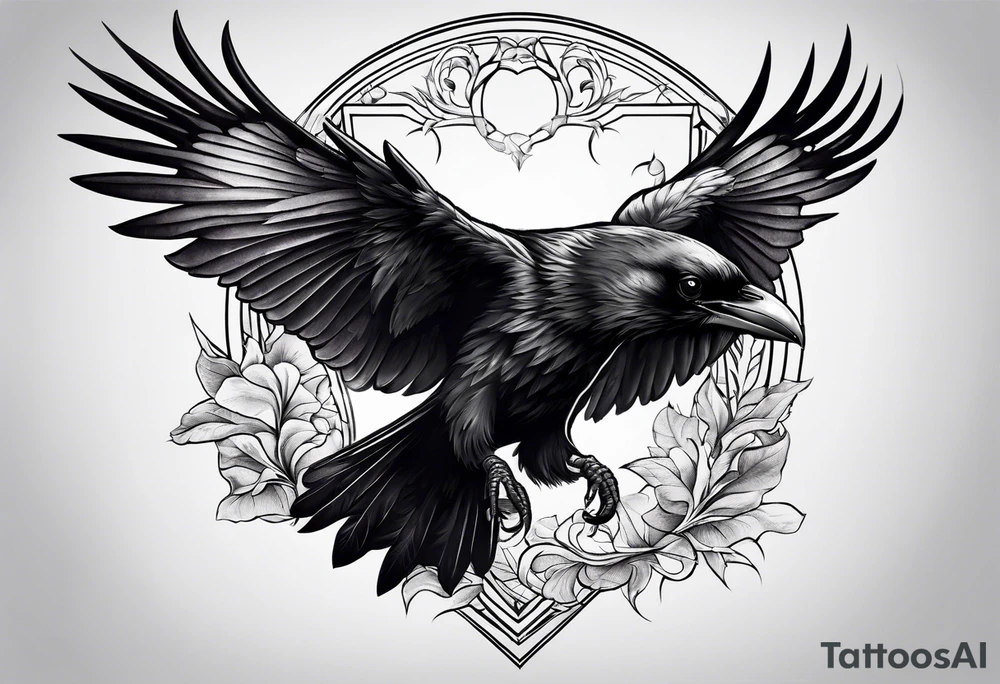 A flying raven chest tattoo tattoo idea