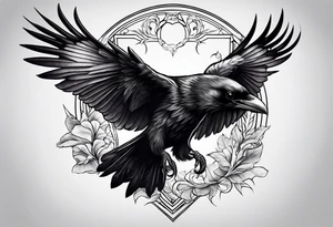 A flying raven chest tattoo tattoo idea