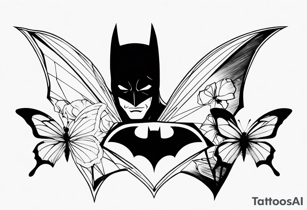 Batman and Joker tattoo with butterflies tattoo idea