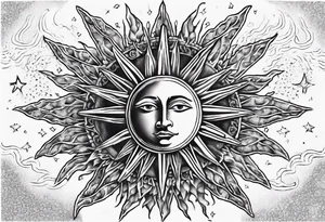 sun from the argentinian flag, detailed, dotwork, tattoo sketch, award-winning elegant dotwork tattoo design, stunning, black and white, high resolution, white background tattoo idea