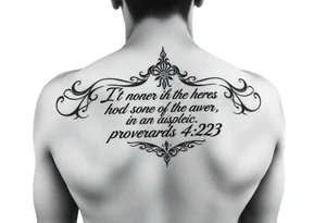 I want a tattoo with the Bible verse proverbs 4:23. I’m a man tattoo idea