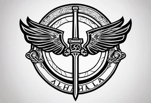 Valhalla  steps round 
 shield sword tattoo idea