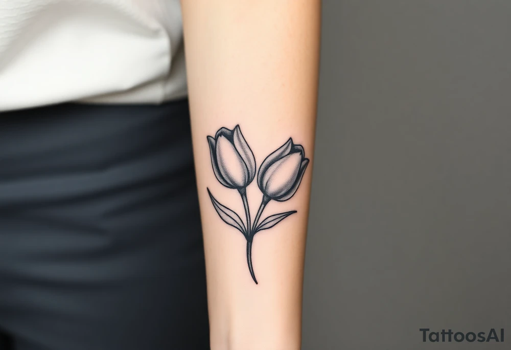 two intertwined tulips with stem tattoo idea